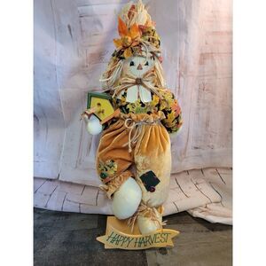 Happy harvest scarecrow birdhouse pumpkin fall figure decor